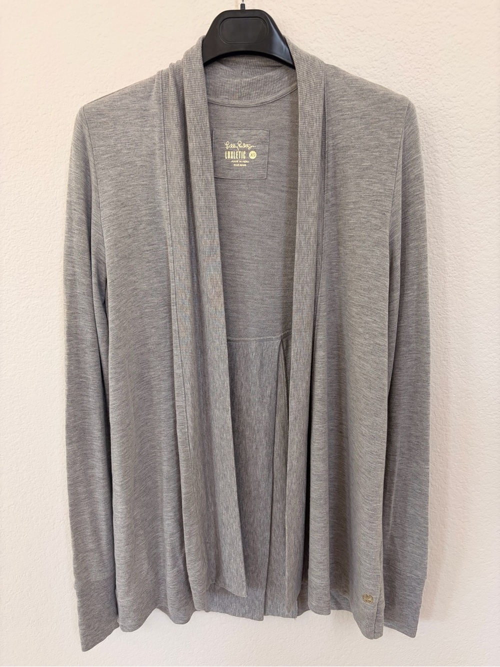 Lilly Pulitzer Gray Wrap Cardigan with Gold Logo